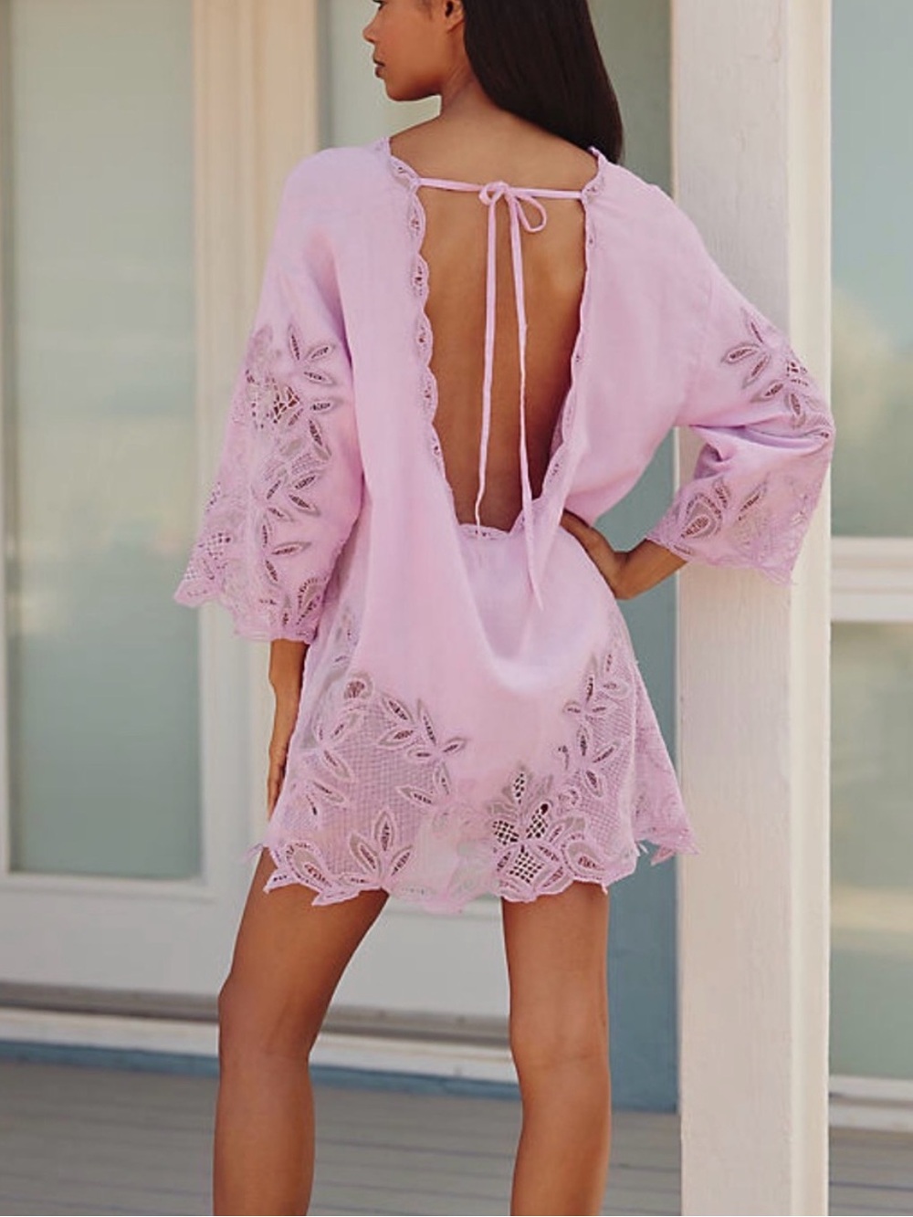 Anthropologie celandine lilac linen blend cover up